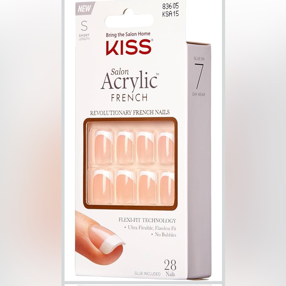 NWT KISS French Manicure Short, Squoval Shape Acrylic Press-On Nails